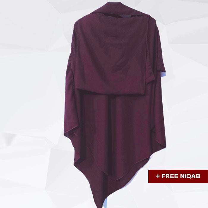 Single Layer Khimar with Free Niqab - Design Code: SLK-0006