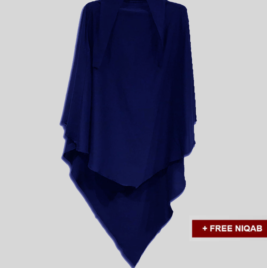 Single Layer Khimar with Free Niqab - Design Code: SLK-0020