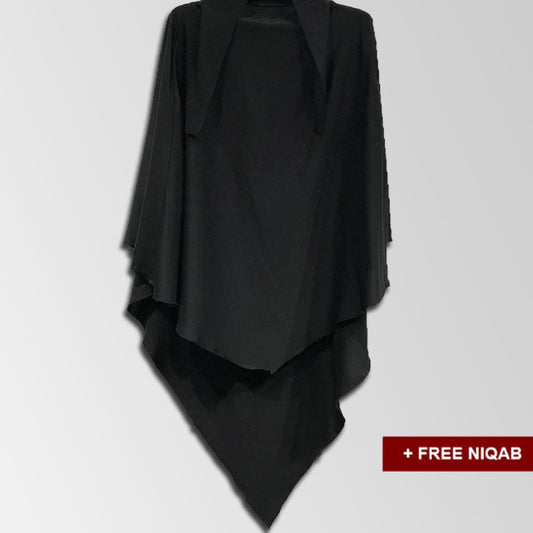 Single Layer Khimar with Free Niqab - Design Code: SLK-0013
