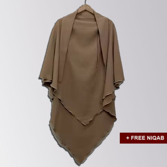 Single Layer Khimar with Free Niqab - Design Code: SLK-0019